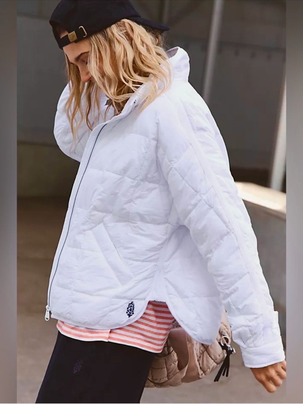 Free People Pippa Packable Puffer Jacket FP Movement Down Coat White Medium NEW